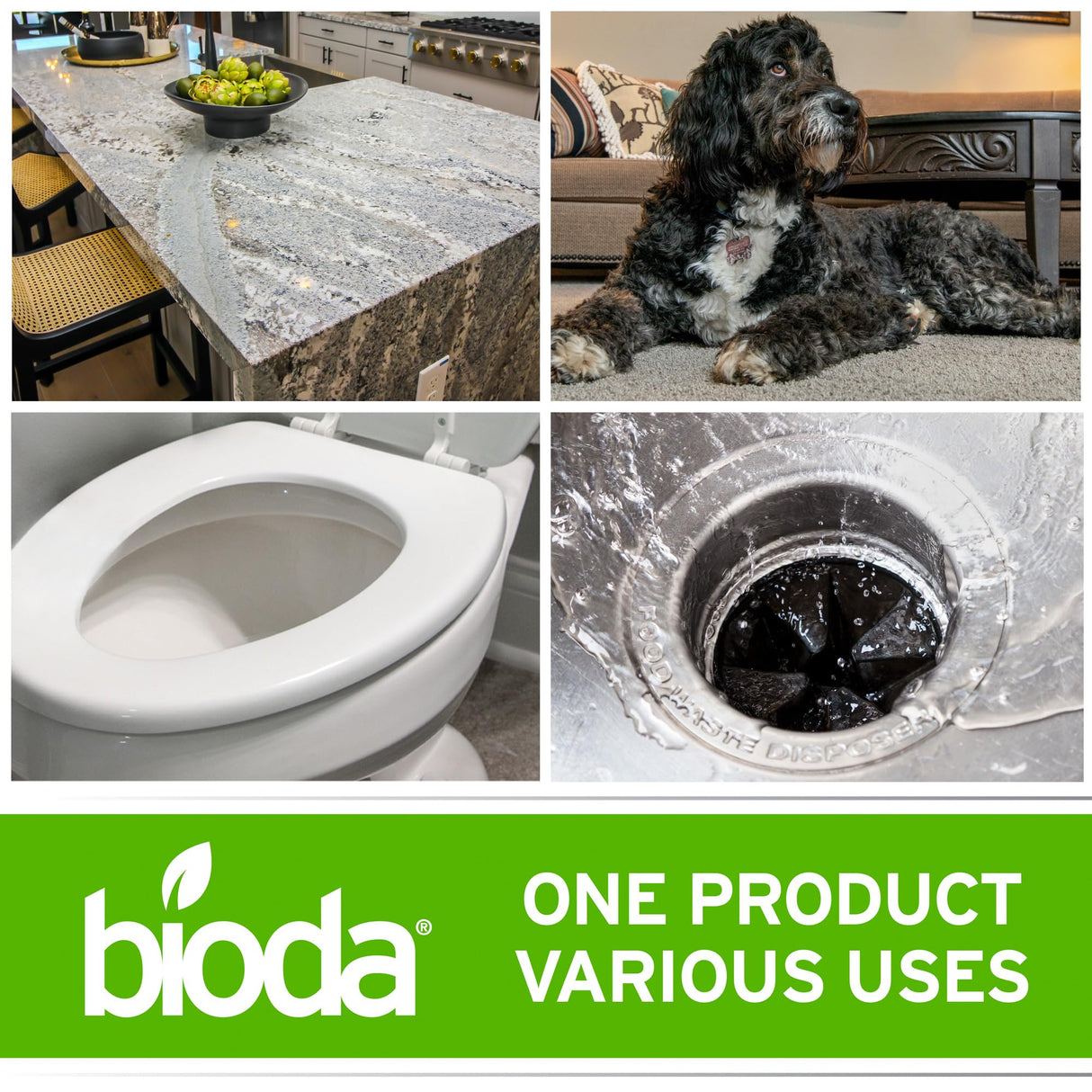 Bioda Multi-Purpose Probiotic Enzyme Cleaner and Deodorizer | Professional Strength | Trash Can Deodorizer, Pet Stains and Odors, Drains, Floors, Bathrooms, Toilets | Made in USA | 1 Gallon