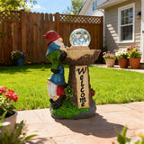 SAMPU Craft Solar Powered Garden Gnome Welcome Sign, Red
