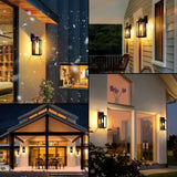 BesLowe Outdoor Wall Mount Light Fixture, Exterior Wall Lantern Waterproof, Black Outside Porch Sconce Lighting with Matte Black Finish & Glass Shade for House Garage Doorway Patio, E26 Socket