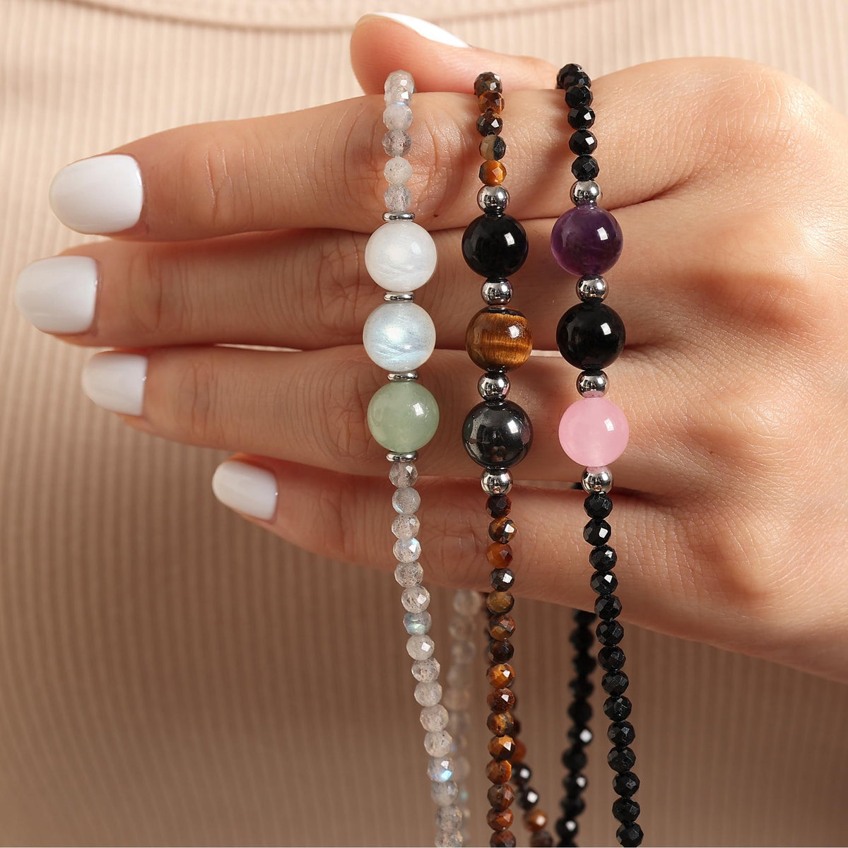 Triple Protection Necklace Gifts for Women, Healing Crystals Choker