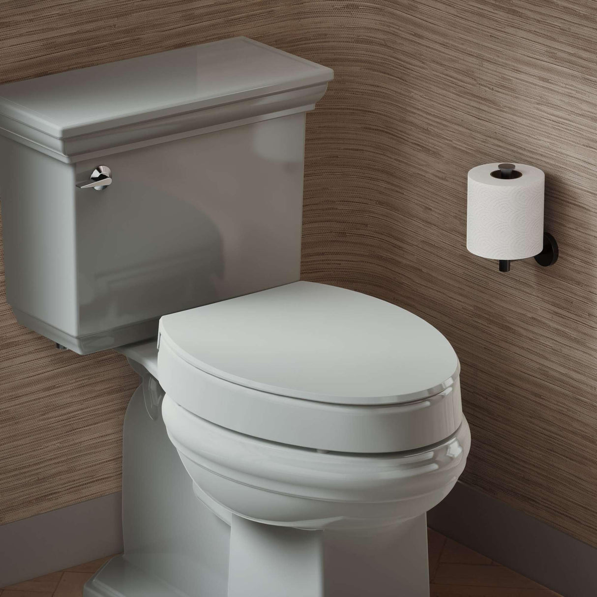 KOHLER 25875-0 Hyten 3" Height, Elevated Soft Close Elongated Toilet Seat, Contoured Seat with Grip-Tight Bumpers, Quick-Attach Hardware, No Slam Toilet Seat, White