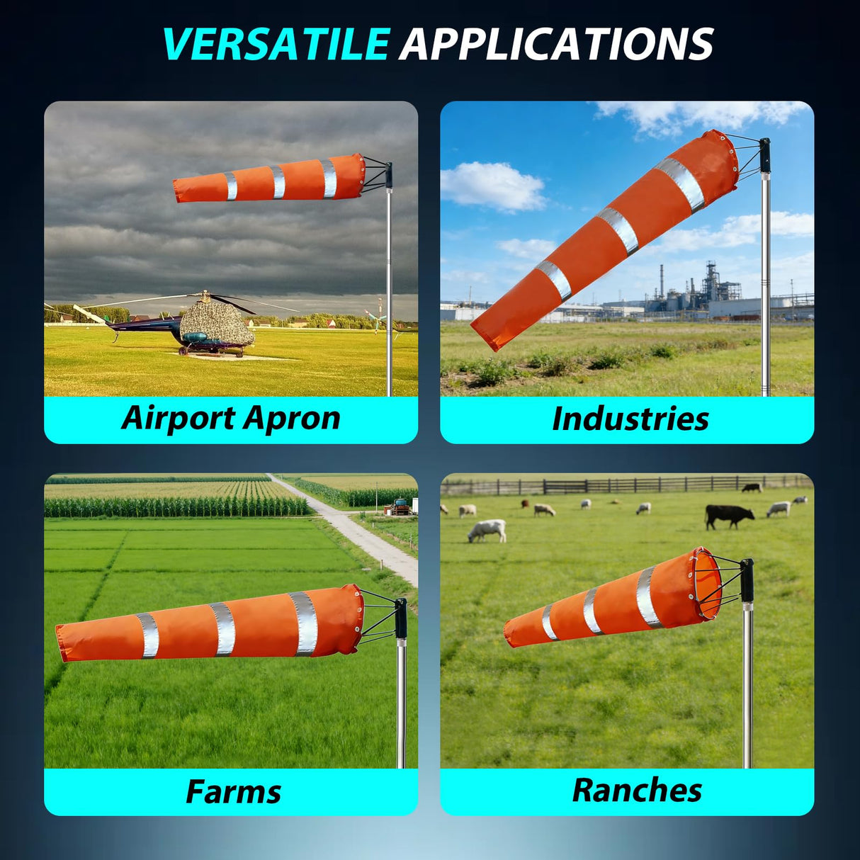 Airport Windsock Pole Kit, 8 in x 36 in Aviation Grade Wind Sock Pole Kit