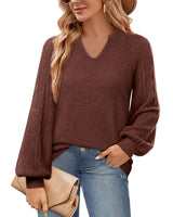 Messic Women Sweaters for Fall and Winter, Christmas Sweaters for Women Plus Size Sweaters Lantern Sleeve Casual Loose Fit Tops Geometric Long Sleeve Sweater for Women FireBrick, L