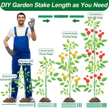 Qinzave 256PCS Garden Stakes Set with 75PCS 16 Inch Fiberglass Plant Sticks and Stake Arms, DIY 4ft 5ft 6ft 7ft 8ft Tomato Stakes, Garden Stakes for Vegetables Tomato Pepper Indoor Outdoor Plants