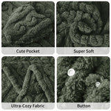 Dgsfmi Wearable Blanket Poncho Cape Wrap for Adult, Cozy Sherpa Fleece Pocketed Shawl TV Throw Blankets for Office and Lounge,Green