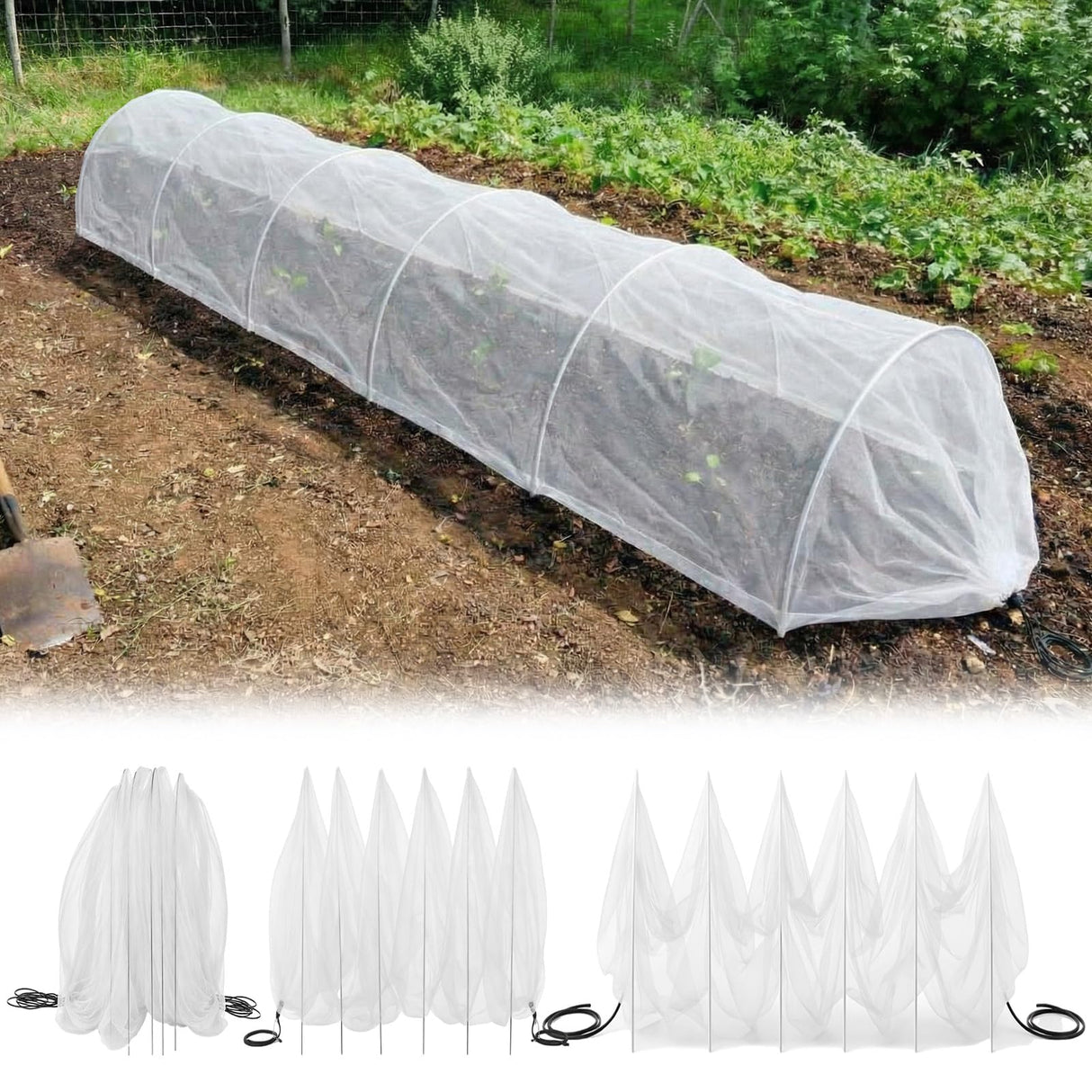 Vincreem 2 Pcs 18 x 118 inch Mesh Garden Greenhouse Tunnel Netting Protection Netting Pest Barrier Vegetable Plant Ultra Fine Mesh Cover Fruit Flowers Row Cover for Raised Beds Garden Greenhouse