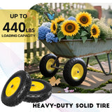 4.80/4.00-8 Solid Wheelbarrow Tire and Wheel 16" Flat-Free Tire with 3" Centered Hub 5/8" & 3/4" Bearings Fits Garden Cart, Hand Truck, Wagon,Trolleys and Trailers