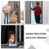 Magnetic Screen Door - Self Sealing, Heavy Duty, Hands Free Mesh Partition Keeps Bugs Out Let Breeze in- Pet and Kid Friendly - Keep Open Feature (Black, Fit Door Size 38 x 82 Inch)