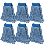 Commercial Mop Head Refills 6 Pack, Heavy Duty Cotton Loop End Mop Heads for Industrial Floor Cleaning, Super Absorbent String Mop Replacements for Restaurant, Garage, Warehouse (16oz)