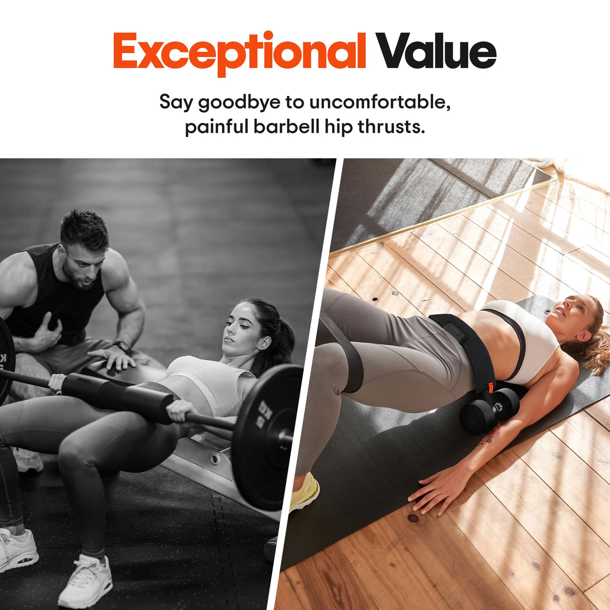 Exercise Hip Thrust Belt – Portable & Adjustable Glute Training Belt for Hip Thrusts, Squats & Glute Activation | Supports Dumbbells & Kettlebells for Gym & Home Workouts