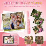 Instant Print Camera for Kids, App Printing, 1080P Video, Dual-Lens Selfie Digital Camera with 32G SD, Christmas Birthday Gifts for Girls Boys 4 5 6 7 8 9 10 11 12 Year Old, Portable Toddler Toy