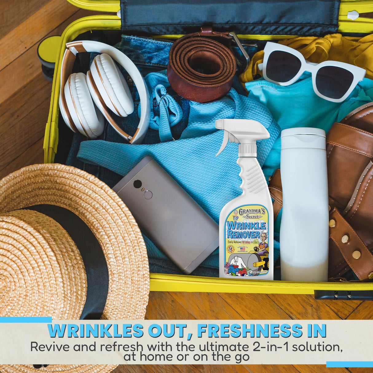 Grandma's Secret Wrinkle Remover Spray - Easily Removes Wrinkles & Odors - Wrinkle Release, Fabric Refresher Spray, Chlorine, Bleach and Toxin-Free - 16 Fl Oz (Pack of 2)