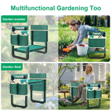 TomCare Garden Kneeler and Seat 11.14” Wider Larger Soft Kneeling Pad Garden Bench with 2 Large Tools Pouches Heavy Duty Foldable Garden Stool Gardening Gifts for Women Men Gardeners Seniors, Green