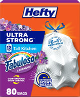 Hefty Ultra Strong 13 Gal Kitchen Trash Bags, Fabuloso Lavender, 80ct
