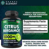 3 Pack Citrus Bergamot Extract 1000mg, Supplement for Heart, Immune System Support, and Healthy Aging - Pure 360 Vegan Capsules