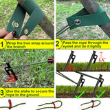 Tree Stakes and Supports, Heavy Duty Tree Stakes Kit Include 3Pcs Tree Straps for Staking, 3Pcs 16" Steel Spikes, and 39Ft Rope, Tree Supports for Young Tree Anti Strong Wind, Bad Weather