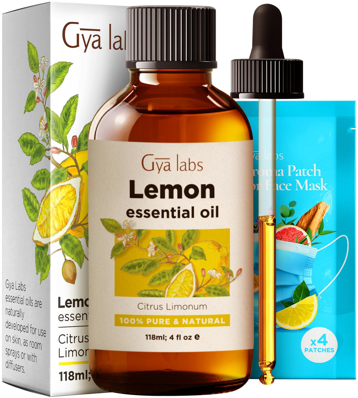 Gya Labs Lemon Essential Oil for Diffuser & Candle Making Scent - Huge 4 Fl Oz - 100% Pure Natural Lemon Oil for Skin, Cleaning, Refreshing Scent for Aromatherapy, DIY & Candle Making