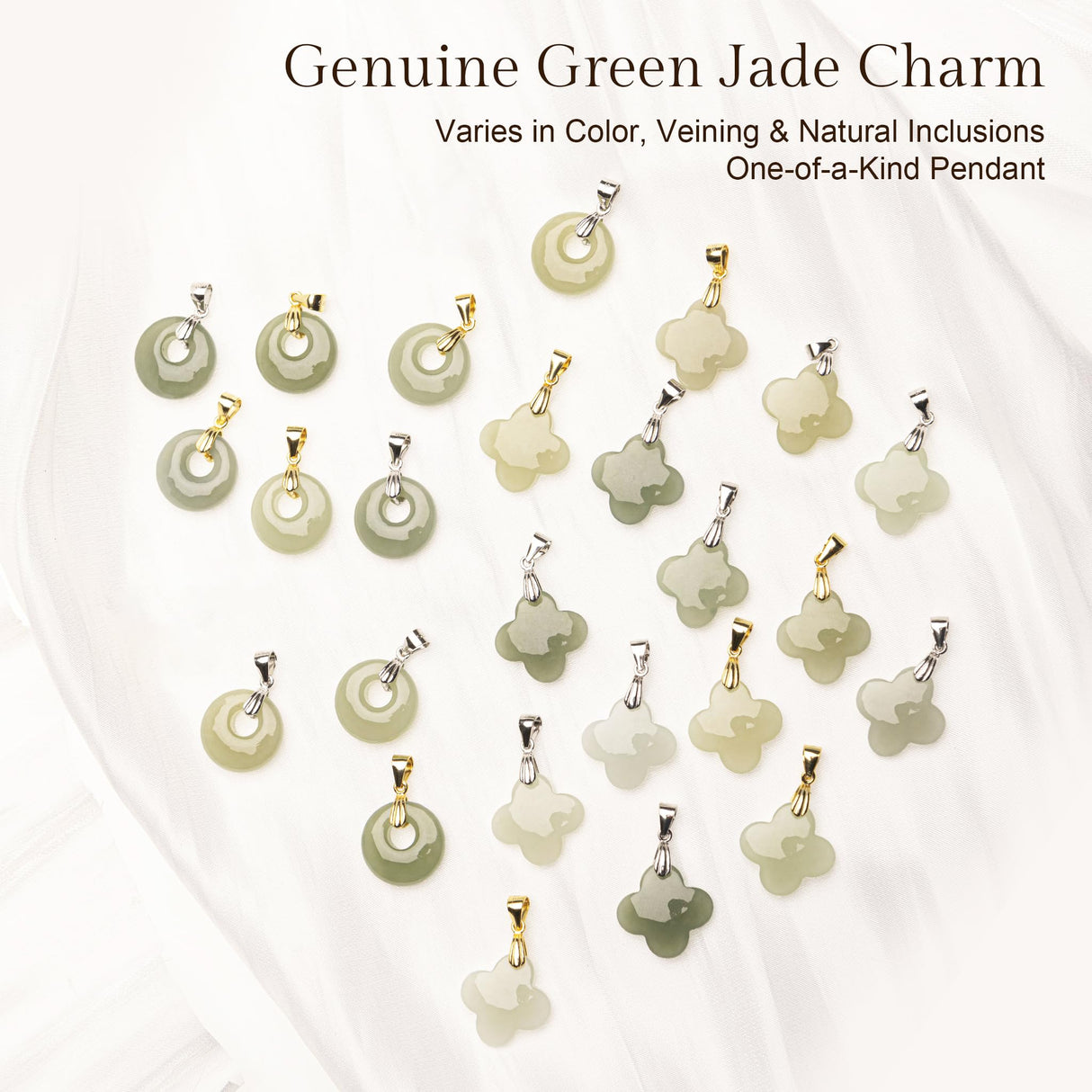 keenove 925 Silver Real Jade Necklace, Green Circle Pendant 14k Gold Plated