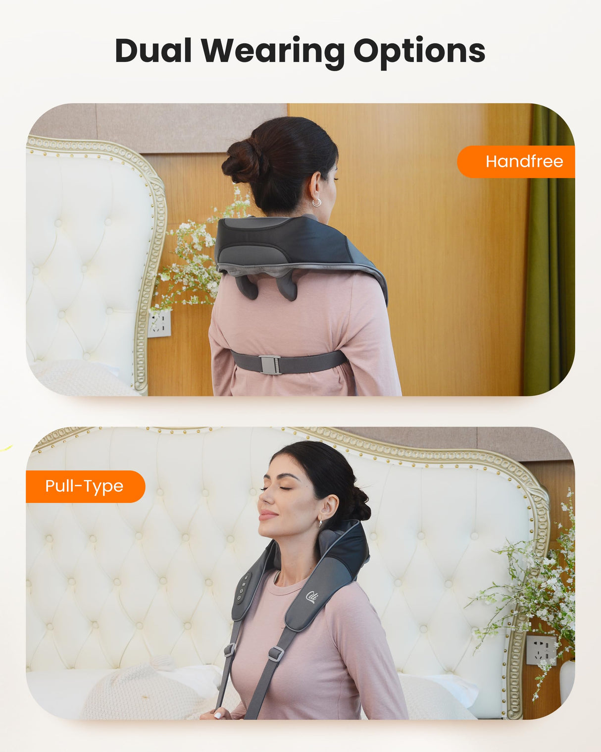 CILI Cordless Neck Massager with Heat, 4D Shiatsu Shoulder Back Deep Tissue, Neck Back Massager Pillow, Wider Massage Head & More Heating Area, Gift for Dad Mom