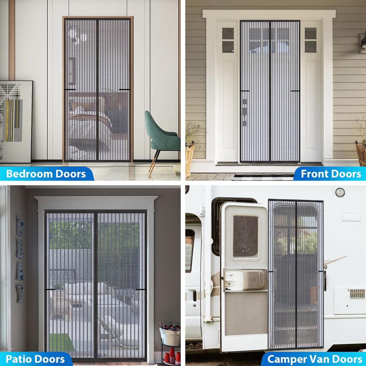 Heavy Duty Door Screen Magnetic Closure, LOVIGA Thickened Fiberglass Screen Door Mesh, Self Sealing, Tear Resistant, Easy Assemble, Fine Mesh Keep Bugs Out Fit Door Size 36 Inch X 82 Inch