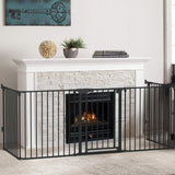 Bonnlo 120.5-Inch Metal Fireplace Fence Guard 5-Panel Baby Safety Gate/Barrier/Play Yard with Door Christmas Tree Fence Hearth Gate for Kids/Pet/Toddler/Dog/Cat, Black