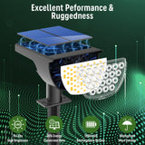 GKGG Solar Lights Outdoor Waterproof IP65, Solar Powered 76 LED 3 Lighting Modes Solar Spot Lights Outdoor for Yard Garden Landscape Pathway (Cool White, 6 Pack)