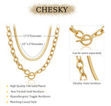 CHESKY 14K Gold Plated Chunky Paperclip Necklace