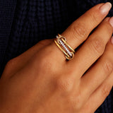 JINEAR Gold Stackable Rings for Women Non Tarnish 14K Gold Plated Interlocked Ring Gold Silver Mixed Metal Statement Rings Dainty Cubic Zirconia Band Thumb Ring Jewelry Gift for Women