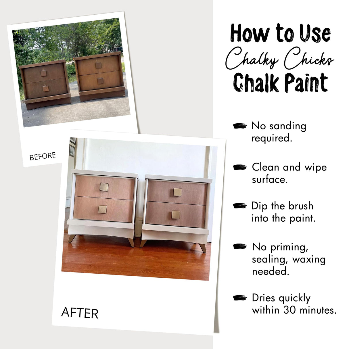 Chalky Chicks 4 Fl Oz Matte Sweet Lilac (Light Purple) Chalk Paint for Furniture Without Sanding - No Prep Furniture Paint No Sanding All in One for Crafts, Wood, Cabinet, Metal, Dresser, Farmhouse