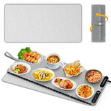 Homelove Warming Mat for Food - Fast Full Surface Electric Warming Tray with 7 Temp-Settings & 8H Timer, Portable Roll Up Food Warmer with Heat Insulation Pad for Gatherings Parties Buffet XXL-Grey