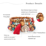 8 Sets Bohemian Stackable Bead Bracelets for Women Stretch Multilayered