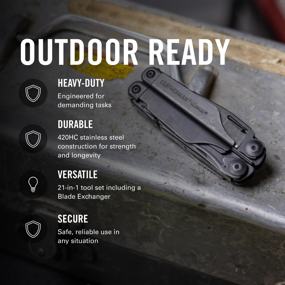 LEATHERMAN, Surge, 21-in-1 Heavy-Duty Multi-tool for Work, Home, Garden, DIY & Auto, Stainless Steel