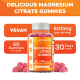 Vitamatic Magnesium Gummies 600mg per Serving – 60 Vegan Gummies – Relaxation, Muscle, Bone & Energy Support – 3 Pack