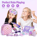 Little Girl Purse Accessories, My First Purse Set - Play Makeup Princess Plush Diary Unicorn Eye Mask Wallet Phone Pretend Credit Cards Kids Pretend Play Christmas Toy Gift for Girl Age 3+