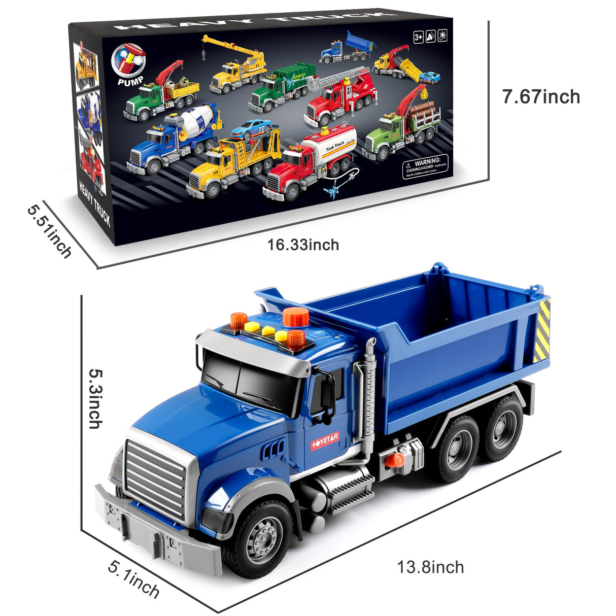Dwi Dowellin Toddler Trucks Toys for Boys Age 3-5,Big Dump Truck with Lights and Sounds,Kids Boy Toys Christmas Birthday Gift Car