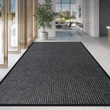 LVETOLS 4' x 8' Moisture Guard Doormat, Commercial Grade Door Floor Mat Striped Brush Step Entrance Mat with Rubber Backing, Low Profile Commercial Rugs for Entryway, Easy to Clean(Charcoal Grey)