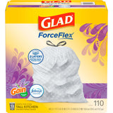 Glad ForceFlex Drawstring Trash Bags, 13 Gallon, Gain Lavender, 110 Count (Package May Vary)