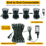 Nielfoi 2 Pack Christmas Lights Outdoor, Total 200FT 600LED Christmas Tree Lights with 8 Modes Waterproof, Warm White String Twinkle Lights Green Wire for Indoor Patio Garden Xmas Holiday Decorations