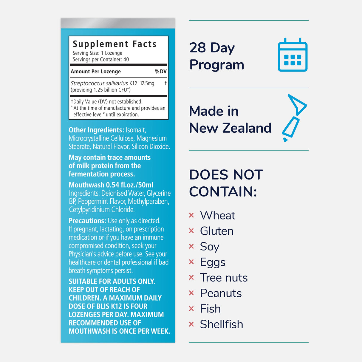 BLIS Probiotics Fresh Breath Kit with Potent BLIS K12 Oral Probiotics | Clinically Proven Bad Breath and Halitosis Treatment | Contains Mouthwash, Tongue Scraper and Lozenges - 4 Week Supply