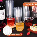 KesaPlan 100 Pcs Disposable Stemless Glasses 12oz Crystal Plastic Wine Glasses Clear Classic Cup for Meeting Weddings Birthdays Cocktail Christmas Party Supplies