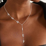 ARVAE Personalized Lariat Name Necklace for Women,Custom Y-Shaped Name Necklace,18k Gold Plated Letter Initials Long Necklace Mother's Day Customized Jewelry Gifts for Mom (Lariat Initial Necklace)