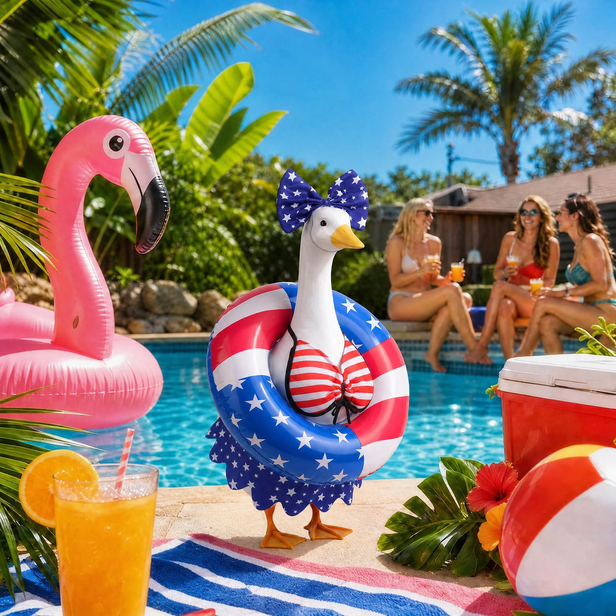 Pextian Patriotic Bikini Goose Outfits, 23” 4th of July Porch Goose Outfit, Summer Goose Clothes for Fourth of July Independence Day, Outdoor Lawn, Yard, Patio Decor