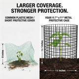 3Pack 17x14 Inch Green Coated Galvanized Wire Plant Protectors, 9Pcs Mesh Cloches with Stakes & Zip Ties, Chicken Wire Cage for Rabbits Squirrels Chickens, Garden Vegetable Seedling Protection