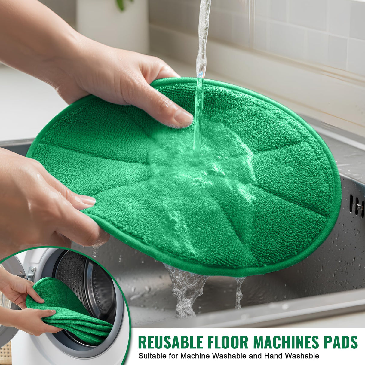 Potchen 4 Pack 12" Microfiber Carpet Bonnet Pads Compatible with Oreck Orbiter ORB550MC ORB700MB ORB600MW Floor Machine, Mopping and Buffing Pad Compatible with Bissell Commercial BGEM9000