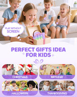 YLL Upgraded Mini Karaoke Machine with 4 Wireless Microphones Toy for Kids, Christmas Birthday Gifts for Girls Boys, Portable Party Bluetooth Speaker for 3, 4, 5, 6, 7, 8, 9, 10+ Year Old (Purple)