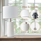 Reaketon 20" Modern Ceramic Table Lamps for Bedroom Set of 2, Small Table Lamps for Night Stands, Living Room, Home Office and Hallways, White
