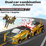 Intoypad Collision Transforming Dinosaur Car Toy, 2 Magnetic Cars Transform into Dinosaur Toys for Kids Toddler Fun Deformation Robot Dino Car Christmas Birthday Gift Toys for Boys Girl(Golden Dragon)