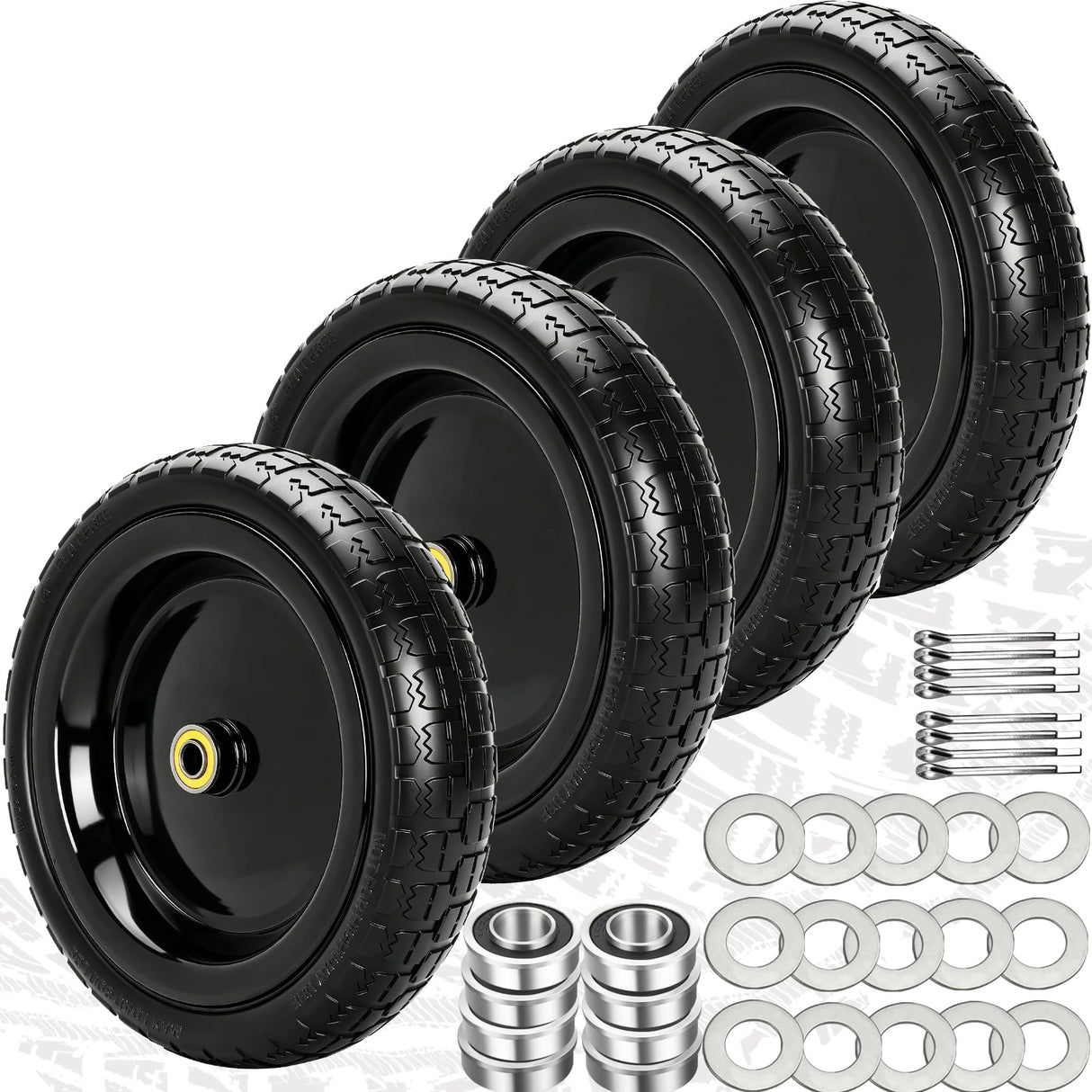 13" Flat Free Wheels Replacement for GOR Garden Cart Tires