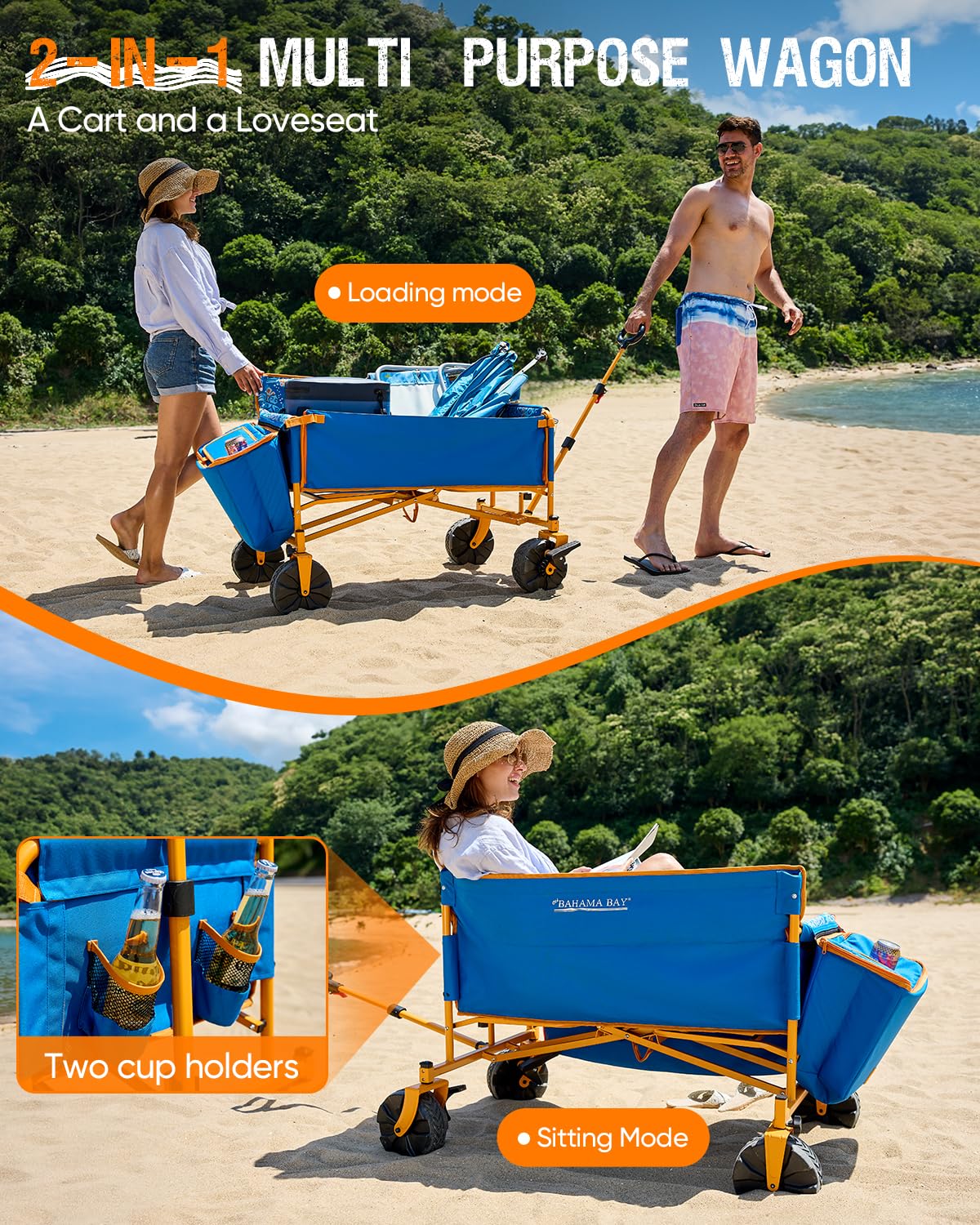 Old Bahama Bay 500lbs Love-Seat Wagon 3-in-1 Bench Wagon Seat for 2 Adults