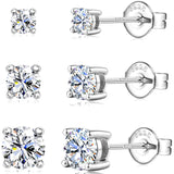 Moissanite Stud Earrings Sterling Silver Men's Earring14K White Gold Plated